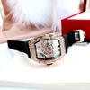 Đồng Hồ Nam Hanboro Automatic (Tự Động) Dây Silicone Đen Đính Đá Rose Gold 40x48mm