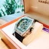 Đồng Hồ Nam Hanboro Automatic Silicon Đen Đính Đá Silver Chính Hãng