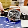 Đồng Hồ Nam Hanboro Automatic Dây Silicone Đen Vỏ Silver 40x48mm HBR-993