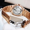 Đồng Hồ Nam Hanboro Máy Tự Động Mặt Nâu Viền Đá Kim Loại Vàng Hồng Size 42mm