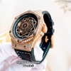Đồng Hồ Nam Hanboro Tự Động Dây Cao Su Đen Đính Đá Vỏ Vàng Hồng Size 42mm