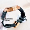 Đồng Hồ Nam Hanboro Tự Động Dây Cao Su Đen Đính Đá Vỏ Vàng Hồng Size 42mm