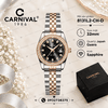 Đồng Hồ Nữ Carnival 8131L2-CH-D Dây Demi Vàng Hồng Mặt Đen Viền Đính Đá Size 31mm Quartz Japan