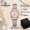 Đồng Hồ Nữ Carnival 8131L2-CH-HK Dây Demi Vàng Hồng Mặt Xà Cừ Hồng Viền Đính Đá Size 31mm Quartz Japan