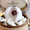 Đồng Hồ Nữ Carnival 8131L2-CH-N Dây Demi Vàng Hồng Mặt Nâu Chocolate Viền Đính Đá Size 31mm Quartz Japan