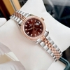 Đồng Hồ Nữ Carnival 8131L2-CH-N Dây Demi Vàng Hồng Mặt Nâu Chocolate Viền Đính Đá Size 31mm Quartz Japan