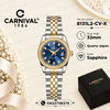 Đồng Hồ Nữ Carnival 8131L2-CV-X Dây Demi Vàng Gold Mặt Xanh Coban Viền Đính Đá Size 31mm Quartz Japan