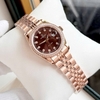 Đồng Hồ Nữ Carnival 8131L2-VH-N Dây Thép Vàng Hồng Mặt Nâu Chocolate Viền Đính Đá Size 31mm Quartz Japan