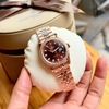 Đồng Hồ Nữ Carnival 8131L2-VH-N Dây Thép Vàng Hồng Mặt Nâu Chocolate Viền Đính Đá Size 31mm Quartz Japan