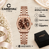 Đồng Hồ Nữ Carnival 8131L2-VH-N Dây Thép Vàng Hồng Mặt Nâu Chocolate Viền Đính Đá Size 31mm Quartz Japan