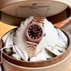 Đồng Hồ Nữ Carnival 8131L2-VH-N Dây Thép Vàng Hồng Mặt Nâu Chocolate Viền Đính Đá Size 31mm Quartz Japan