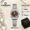 Đồng Hồ Nữ Carnival 8131L2-VT-N Dây Thép Bạc Mặt Nâu Viền Đính Đá Size 31mm Quartz Japan