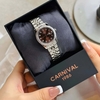 Đồng Hồ Nữ Carnival 8131L2-VT-N Dây Thép Bạc Mặt Nâu Viền Đính Đá Size 31mm Quartz Japan