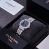 Đồng Hồ Nữ Carnival 8131L2-VT-X Dây Thép Bạc Mặt Xanh Coban Viền Đính Đá Size 31mm Quartz Japan
