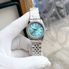 Đồng Hồ Nữ Carnival 8131L2-VT-XT Dây Thép Bạc Mặt Xanh Pastel Viền Đính Đá Size 31mm Quartz Japan