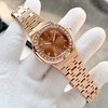 Đồng Hồ Nữ Carnival 8160L2-VH-N Vàng Hồng Mặt Nâu Viền Đá Size 34mm Sapphire
