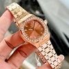 Đồng Hồ Nữ Carnival 8160L2-VH-N Vàng Hồng Mặt Nâu Viền Đá Size 34mm Sapphire