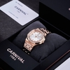 Đồng Hồ Nữ Carnival 8160L2-VH-T Vàng Hồng Mặt Trắng Viền Đá Size 34mm Sapphire