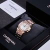 Đồng Hồ Nữ Carnival 8160L2-VH-TK Vàng Hồng Mặt Xà Cừ Trắng Viền Đá Size 34mm Sapphire