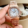 Đồng Hồ Nữ Carnival 8160L2-VH-TK Vàng Hồng Mặt Xà Cừ Trắng Viền Đá Size 34mm Sapphire