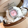 Đồng Hồ Nữ Carnival 8160L2-VT-H Dây Thép Silver Mặt Hồng Viền Đá Size 34mm Sapphire