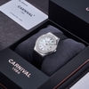 Đồng Hồ Nữ Carnival 8168L2 Dây Cao Đen Mặt Xà Cừ Trắng Đính Đá Vỏ Silver Size 34mm 8168L2-VT-DCS-TK