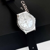 Đồng Hồ Nữ Carnival 8168L2 Dây Cao Đen Mặt Xà Cừ Trắng Đính Đá Vỏ Silver Size 34mm 8168L2-VT-DCS-TK