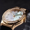 Đồng Hồ Nữ Carnival 8168L2 Dây Cao Đen Mặt Xà Cừ Trắng Đính Đá Vỏ Vàng Gold Size 34mm 8168L2-VV-DCS-TK