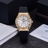 Đồng Hồ Nữ Carnival 8168L2 Dây Cao Đen Mặt Xà Cừ Trắng Đính Đá Vỏ Vàng Gold Size 34mm 8168L2-VV-DCS-TK