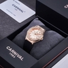 Đồng Hồ Nữ Carnival 8168L2 Dây Cao Su Đen Mặt Vàng Hồng Đính Đá Rose Size 34mm Quartz 8168L2-VH-DCS-NN