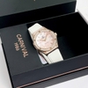 Đồng Hồ Nữ Carnival 8168L2 Dây Cao Su Trắng Mặt Xà Cừ Đính Đá Vỏ Vàng Hồng 34mm
