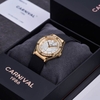 Đồng Hồ Nữ Carnival 8173L2 Dây Cao Su Đen Mặt Trắng Đính Đá Gold Size 34mm Quartz Japan Carnival 8173L2-VV-DCS-T