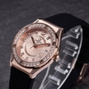 Đồng Hồ Nữ Carnival 8173L2 Dây Cao Su Đen Mặt Vàng Hồng Đính Đá Rose Size 34mm Quartz Japan Carnival 8173L2-VH-DCS-NN