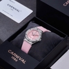 Đồng Hồ Nữ Carnival 8173L2 Dây Cao Su Hồng Đính Đá Silver Size 34mm Quartz Japan Carnival 8173L2-VT-DCS-H