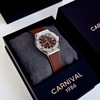 Đồng Hồ Nữ Carnival 8173L2 Dây Cao Su Nâu Đính Đá Silver Size 34mm Quartz Japan Carnival 8173L2-VT-DCS-N