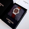 Đồng Hồ Nữ Carnival 8173L2 Dây Cao Su Nâu Đính Đá Silver Size 34mm Quartz Japan Carnival 8173L2-VT-DCS-N