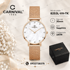 Đồng Hồ Nữ Carnival 8253L-VH-DK Dây Mesh Màu Vàng Hồng Mặt Xà Cừ Trắng Size 30mm Mỏng Nhỏ Xinh