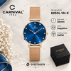 Đồng Hồ Nữ Carnival 8253L-VH-X Dây Mesh Màu Vàng Hồng Mặt Xanh Coban Size 30mm Mỏng Nhỏ Xinh