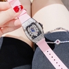 Set Đồng Hồ Nữ Hanboro by Huboler Quartz Dây Cao Su Hồng Mặt Nhện Size 36mm Chính Hãng
