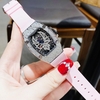 Set Đồng Hồ Nữ Hanboro by Huboler Quartz Dây Cao Su Hồng Mặt Nhện Size 36mm Chính Hãng