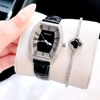 Đồng hồ Rivero nữ chính hãng, đồng hồ Rivero R9007 dây da đen vỏ silver size 34mm