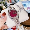 Set Đồng Hồ Nữ Roberto Era RE5651 Dây Thép Silver Mặt Tím Viền Đính Đá Size 31mm
