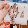 Set Đồng Hồ Nữ Roberto Era RE5650 Dây Thép Demi Vàng Hồng Viền Đính Đá Size 31mm