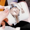 Set Đồng Hồ Nữ Roberto Era RE5650 Dây Thép Demi Vàng Hồng Viền Đính Đá Size 31mm
