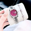 Set Đồng Hồ Nữ Roberto Era RE5651 Dây Silver Mặt Tím Đính Đá Size 31mm Kèm Lắc Tay