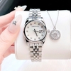 Set Đồng Hồ Nữ Roberto Era RE5682 Dây Thép Silver Mặt Xà Cừ Trắng Size 31mm