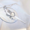 Đồng Hồ Nữ Davena Báo Ánh Trăng 32110 Dây Da Lụa Vỏ Silver Size 34mm