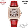 Đồng Hồ Nữ Davena Tự Động 31638 Dây Da Đỏ Rose Gold 33mm