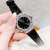 Đồng Hồ Nữ Franklin FL5223 Dây Da Đen Đính Đá Vỏ Silver Size 31mm Tặng Kèm Vòng Tay