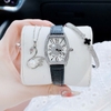 Đồng Hồ Nữ Franklin FL8888 Mặt Ovan Đính Đá Dây Da Đen Silver Size 31mm